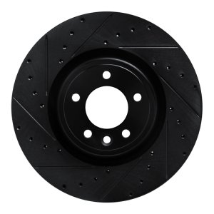 Land Rover Discovery Brake Rotor (1) - Front Left - R1 Concepts - Drilled & Slotted - Black - `18-`24